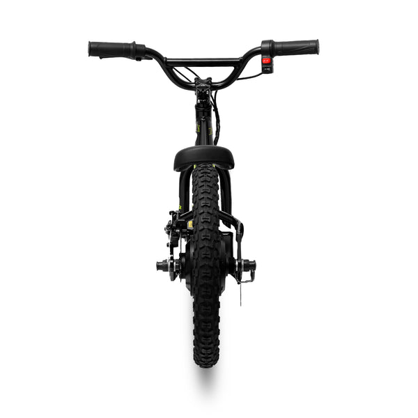 Amped A16 Children's electric Black balance bike on a white background rear