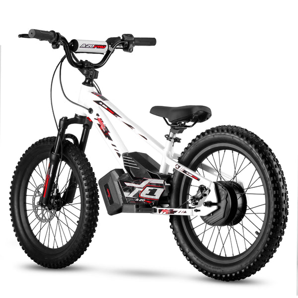 Amped A20 pro White electric bike with black tires and visible branding on a white background