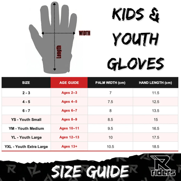 R Riders Kids Bike Gloves - Long finger tech