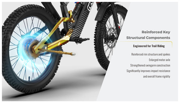 Revvi 24" bike in black rear swingarm